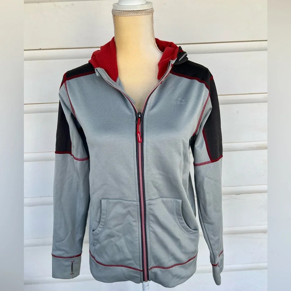 L.L. Bean Other - L.L Bean Youth Large 14-16 Grey & Red Polyester Hooded Full Zip Jacket